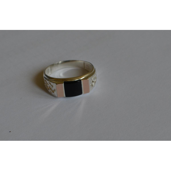 Серебряная печатка с золотыми вставками (М 7)