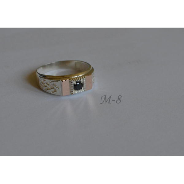 Серебряная печатка с золотыми пластинами (М 8)