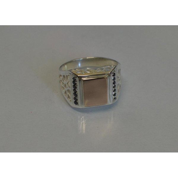 Серебряная печатка со вставками из золота (Мп15)