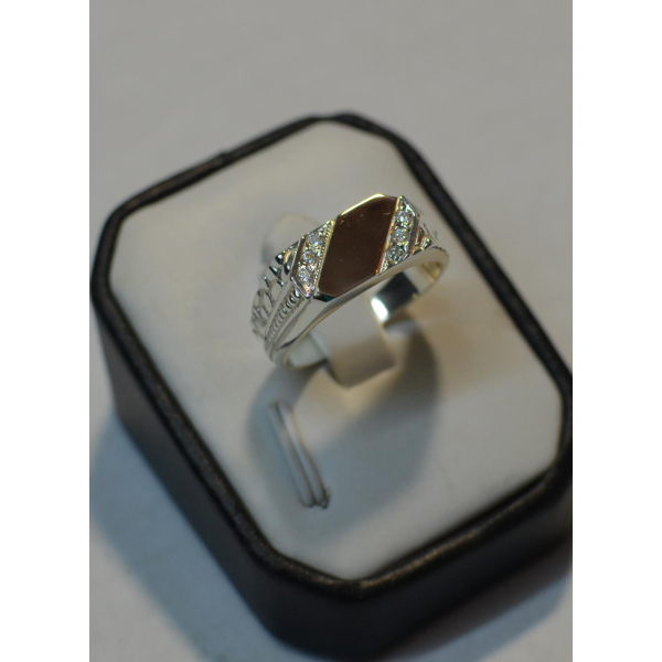 Серебряная печатка с накладками из золота (Мп4)