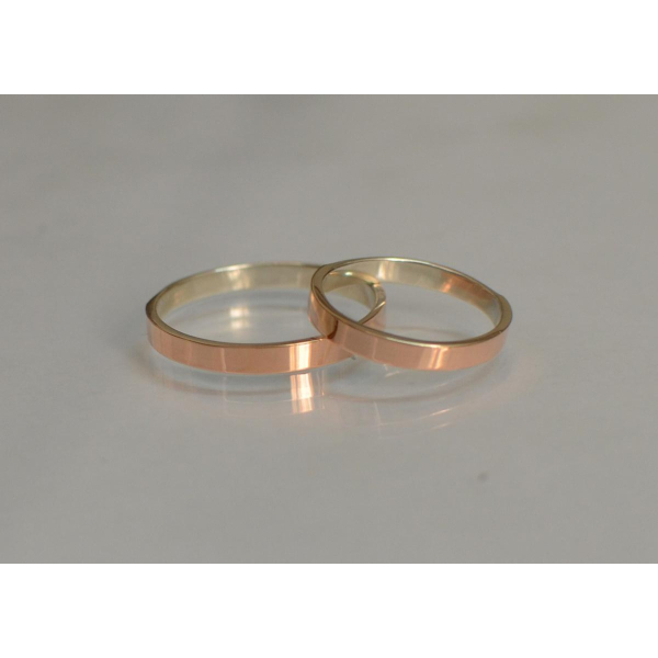 Серебряное обручальное кольцо со вставками из золота, цена за одно кольцо (ОБР1)