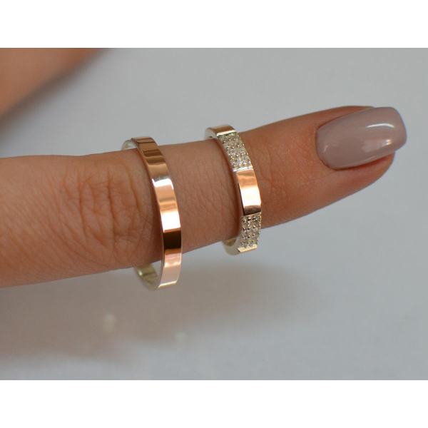 Пара серебряных обручальных колец (Обр1041к)