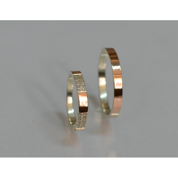 Пара серебряных обручальных колец (Обр1041к)