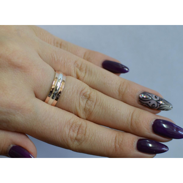 Обручальное кольцо из серебра с золотом (Обр11)