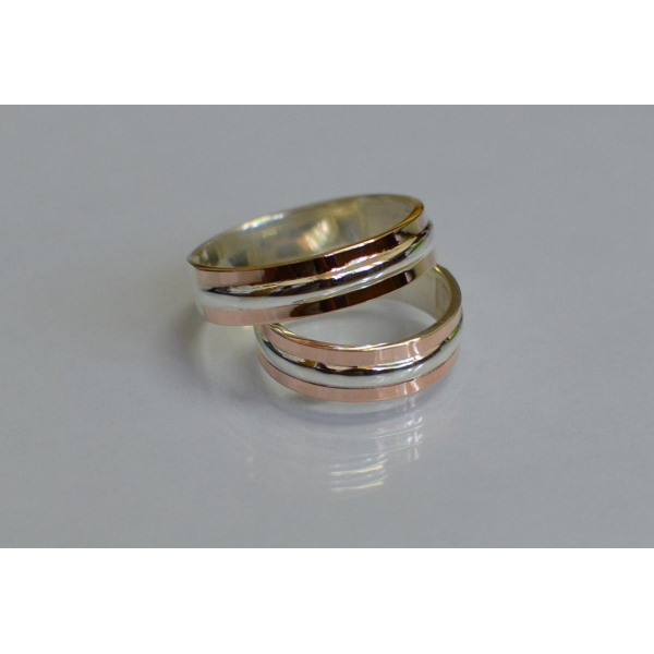 Обручальное кольцо из серебра с золотом (Обр11)