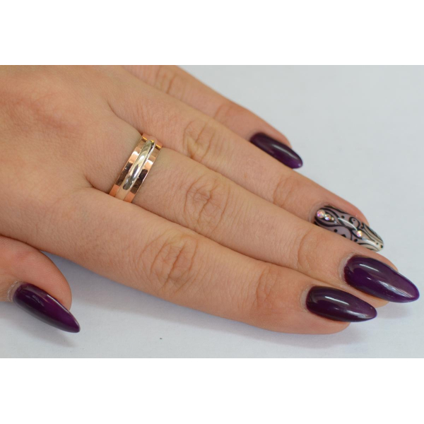 Обручальное кольцо из серебра с золотом (Обр11)