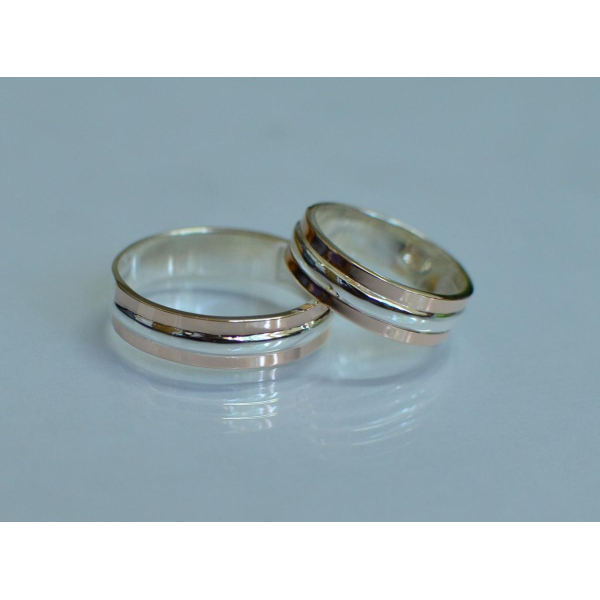 Обручальное кольцо из серебра с золотом (Обр11)