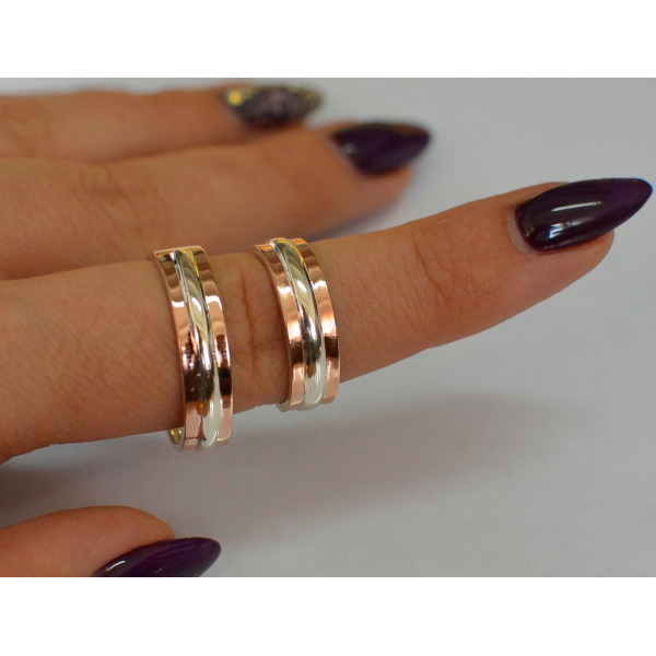 Обручальное кольцо из серебра с золотом (Обр11)