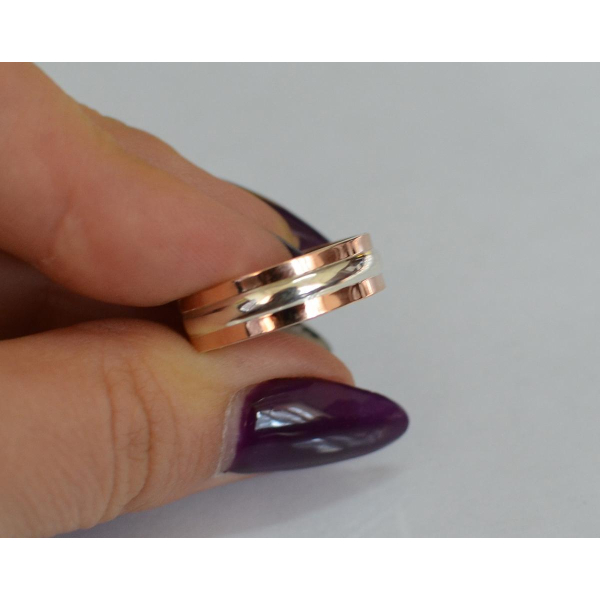 Обручальное кольцо из серебра с золотом (Обр11)