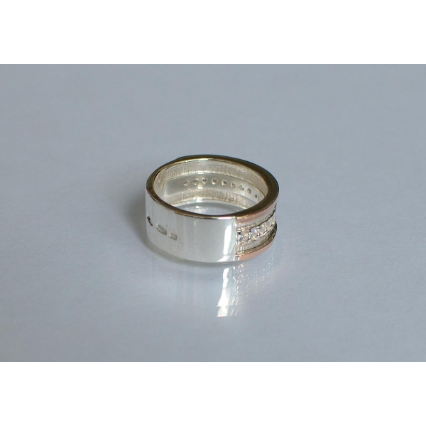 Обручальное кольцо из серебра с золотом (Обр12)