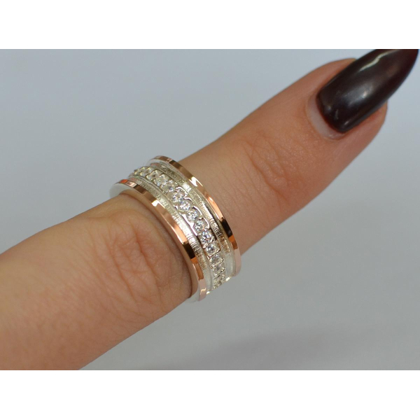 Обручальное кольцо из серебра с золотом (Обр12)