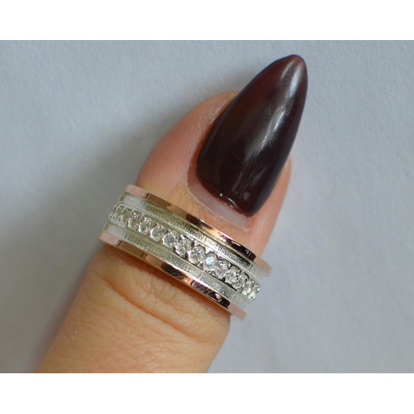 Обручальное кольцо из серебра с золотом (Обр12)