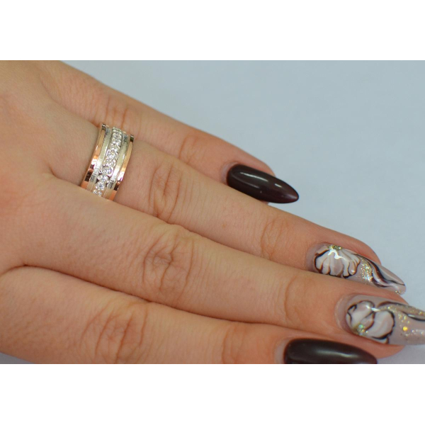 Обручальное кольцо из серебра с золотом (Обр12)