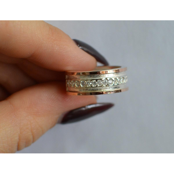 Обручальное кольцо из серебра с золотом (Обр12)