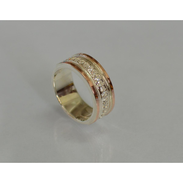 Обручальное кольцо из серебра с золотом (Обр12)