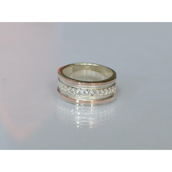 Обручальное кольцо из серебра с золотом (Обр12)