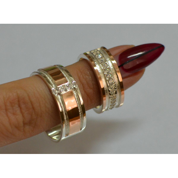 Пара обручальных колец из серебра (Обр1216)