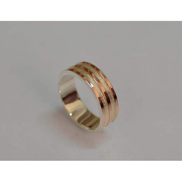 Обручальное кольцо из серебра с золотом (Обр13)