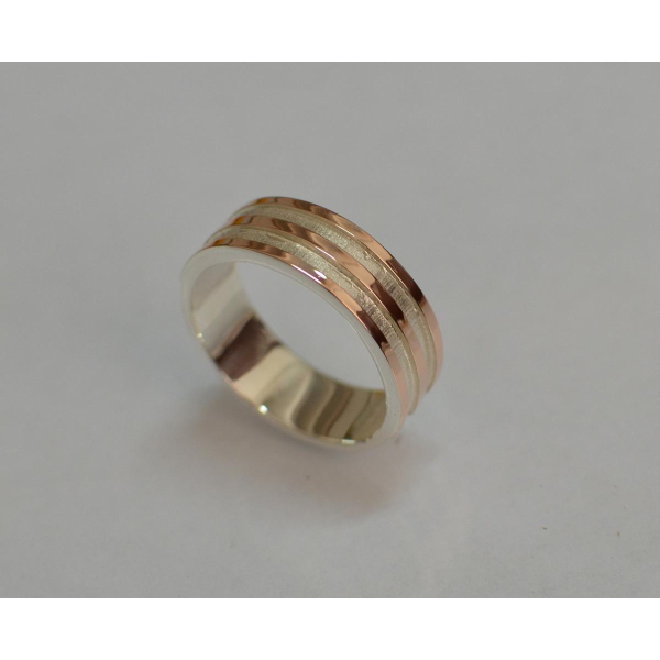 Обручальное кольцо из серебра с золотом (Обр13)