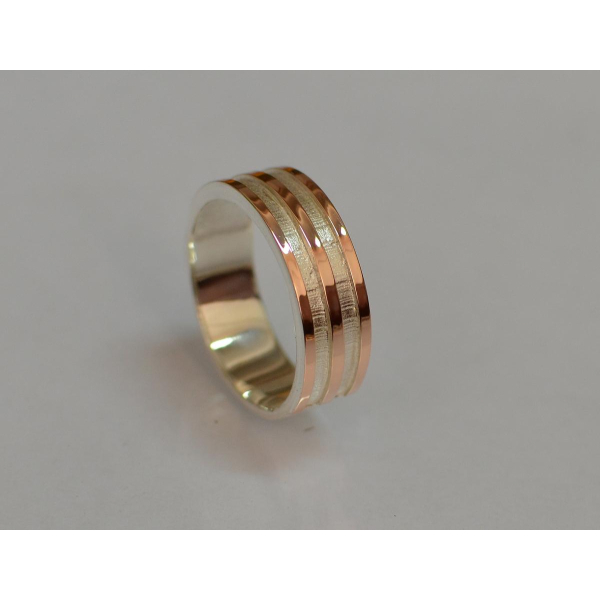 Обручальное кольцо из серебра с золотом (Обр13)