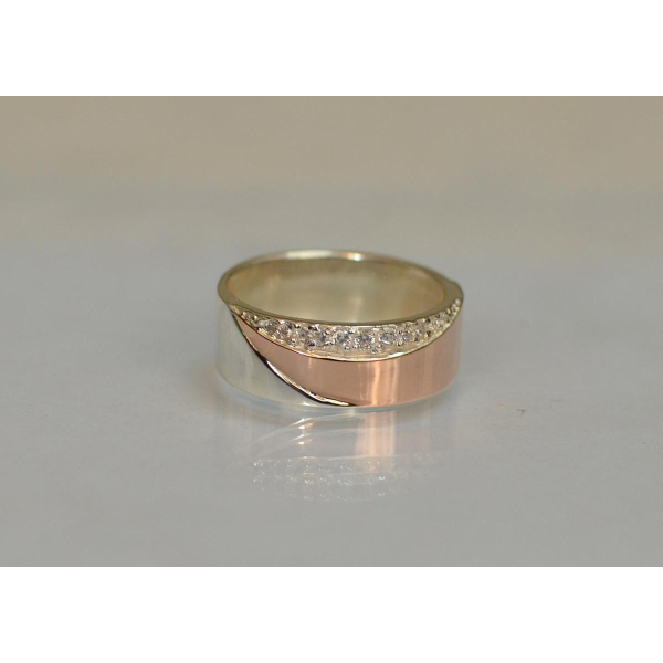 Обручальное кольцо из серебра с золотом (Обр14)