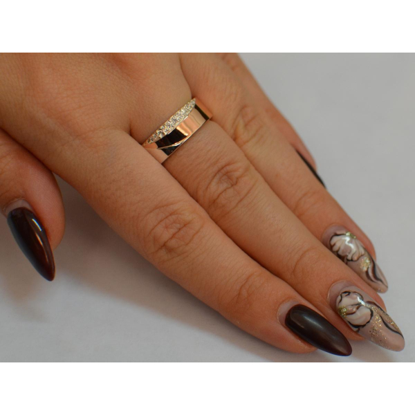 Обручальное кольцо из серебра с золотом (Обр14)