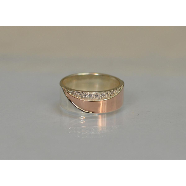 Обручальное кольцо из серебра с золотом (Обр14)