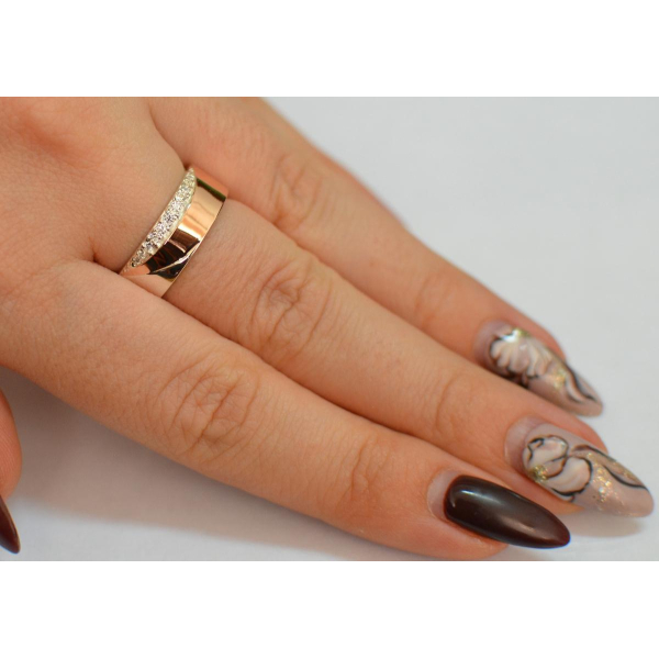 Обручальное кольцо из серебра с золотом (Обр14)