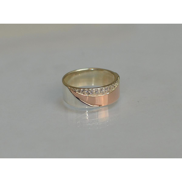 Обручальное кольцо из серебра с золотом (Обр14)