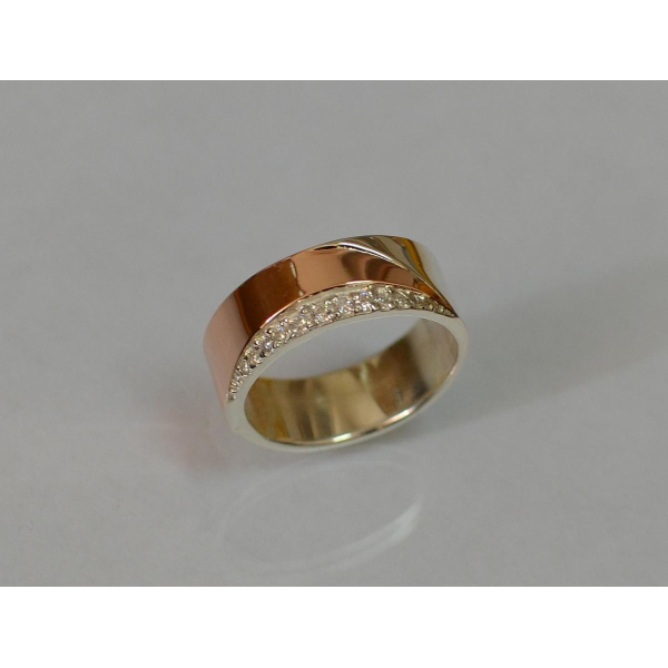 Обручальное кольцо из серебра с золотом (Обр14)