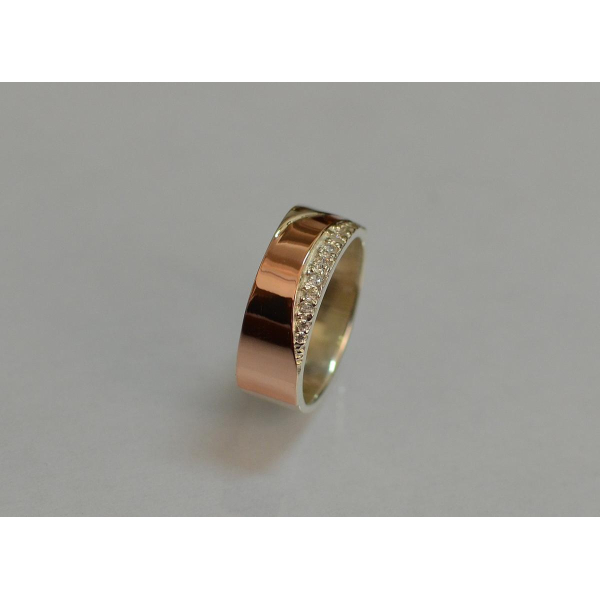 Обручальное кольцо из серебра с золотом (Обр14)