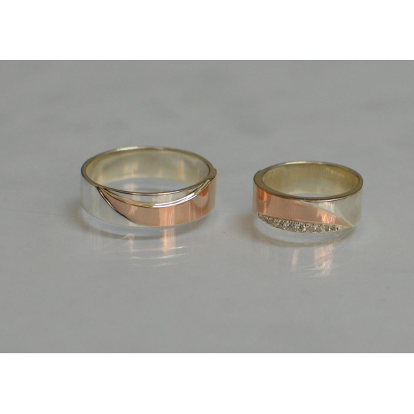 Пара обручальных колец из серебра (Обр1415)