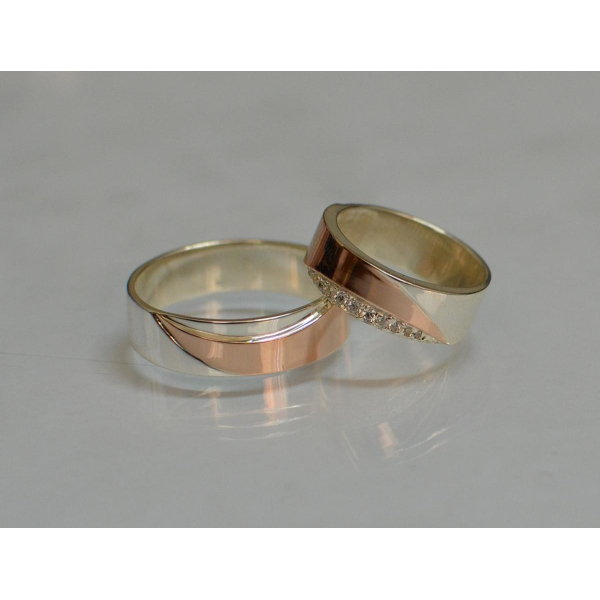 Пара обручальных колец из серебра (Обр1415)