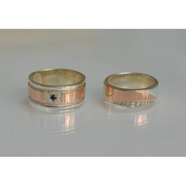 Пара обручальных колец из серебра (Обр1417)