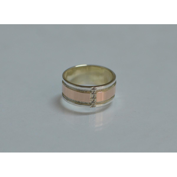 Обручальное кольцо из серебра с золотом (Обр16)