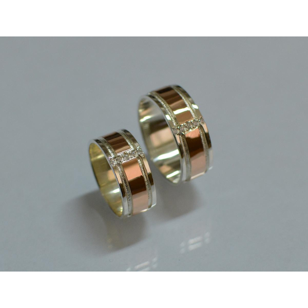 Обручальное кольцо из серебра с золотом (Обр16)