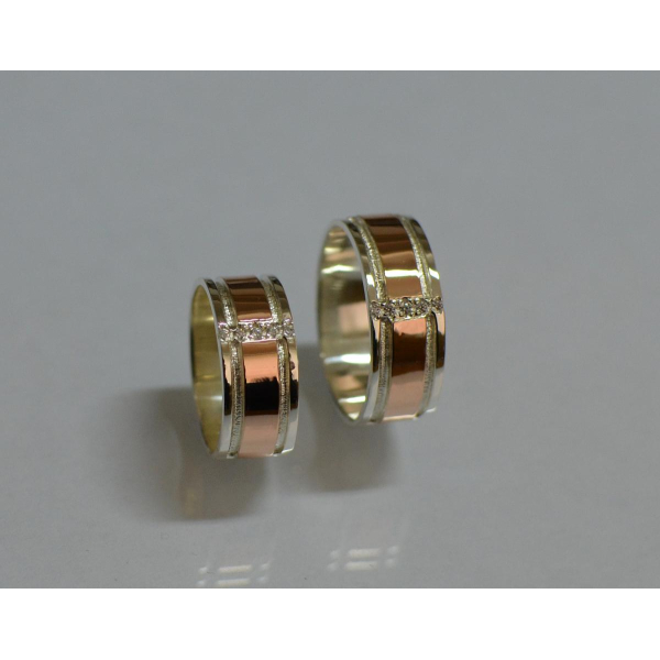 Обручальное кольцо из серебра с золотом (Обр16)