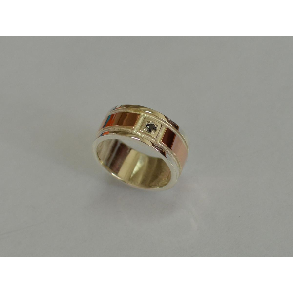 Обручальное кольцо из серебра с золотом (Обр17)