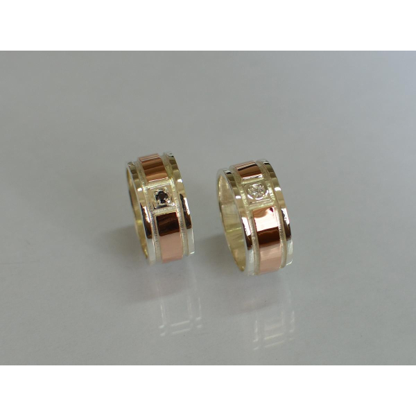 Обручальное кольцо из серебра с золотом (Обр17)