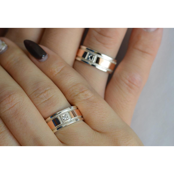 Обручальное кольцо из серебра с золотом (Обр17)