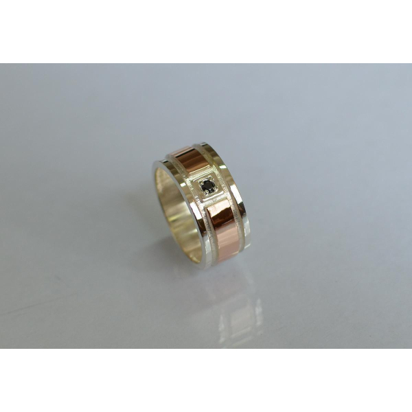 Обручальное кольцо из серебра с золотом (Обр17)