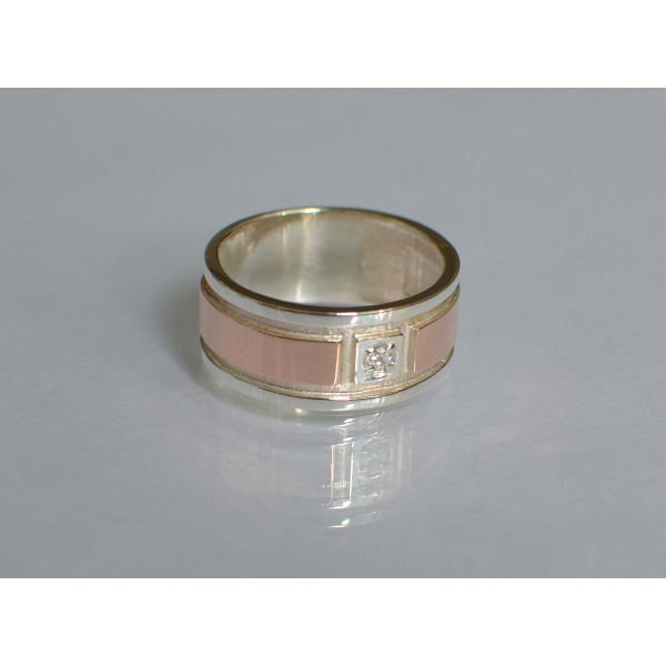 Обручальное кольцо из серебра с золотом (Обр17)