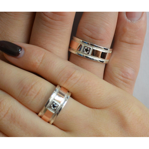 Обручальное кольцо из серебра с золотом (Обр17)