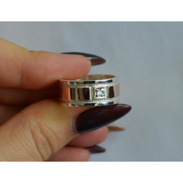 Обручальное кольцо из серебра с золотом (Обр17)