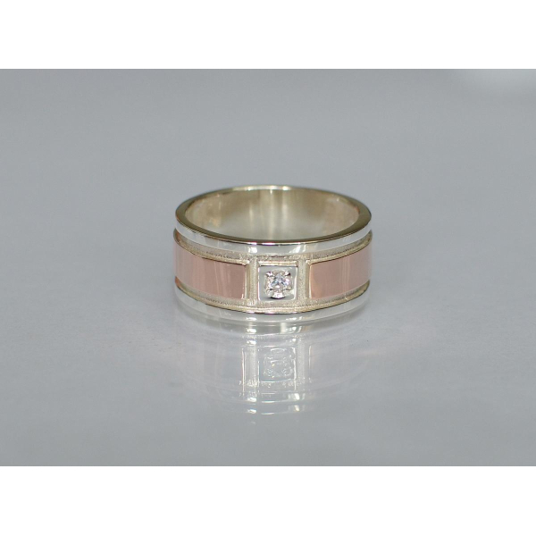 Обручальное кольцо из серебра с золотом (Обр17)