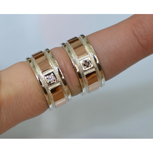 Обручальное кольцо из серебра с золотом (Обр17)