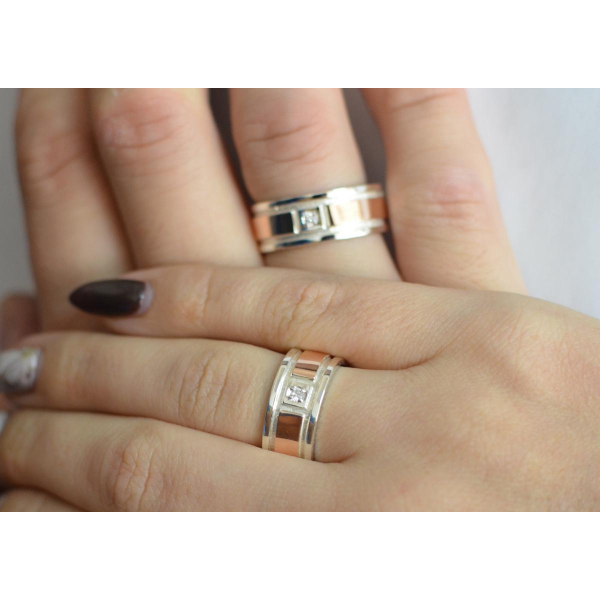 Обручальное кольцо из серебра с золотом (Обр17)