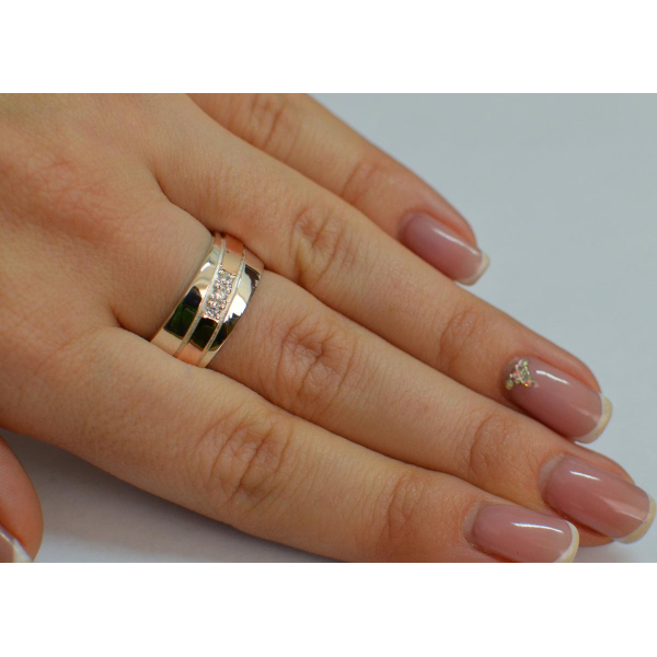 Обручальное кольцо из серебра с золотом (Обр18)