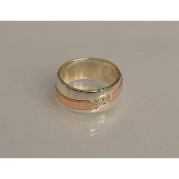 Обручальное кольцо из серебра с золотом (Обр18)