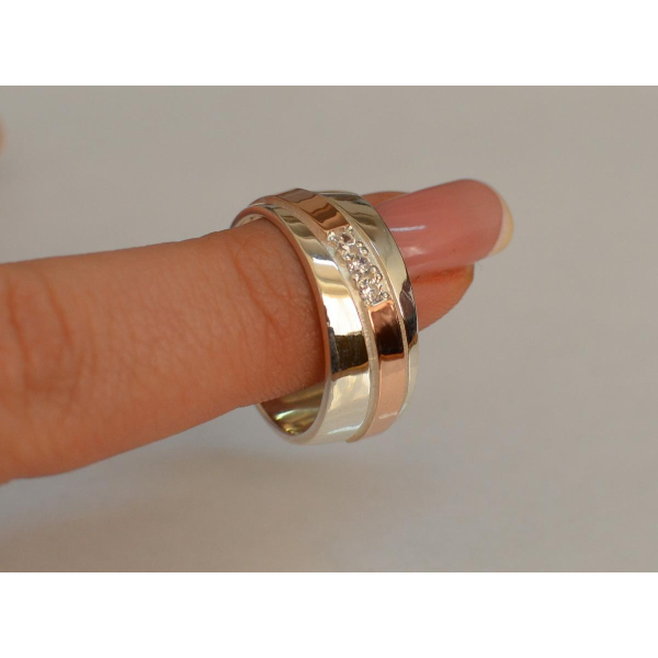 Обручальное кольцо из серебра с золотом (Обр18)